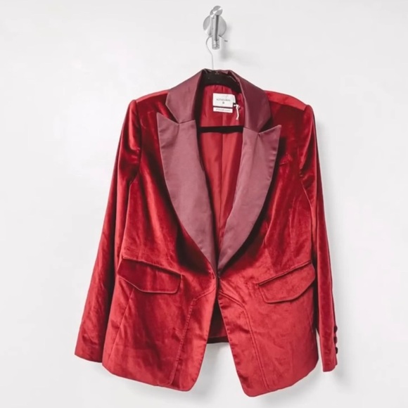 Elegant Velvet Blazer and Pants in Rich Burgundy - Picture 3 of 8